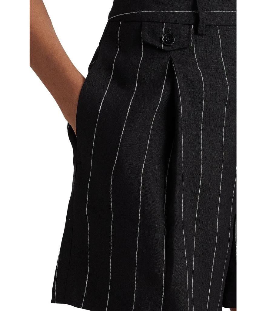 商品Ralph Lauren|Petite Pinstripe Pleated Linen Shorts,价格¥561,第3张图片详细描述