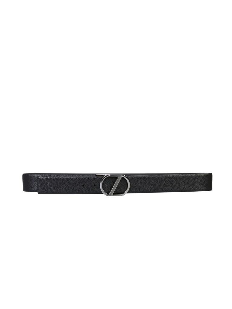 Z Zegna Men's  Black Leather Belt商品第1张图片规格展示