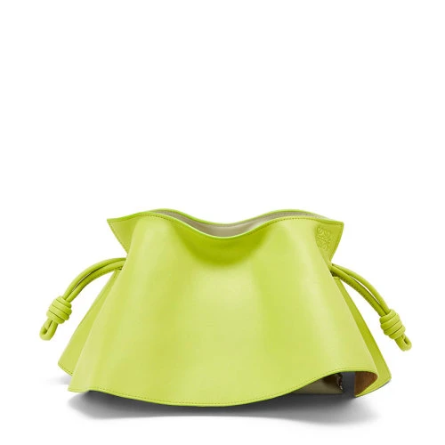【包税】LOEWE/罗意威 22新款Flamenco系列 女士绿色纳帕牛皮革徽标压纹磁扣开合单肩手拿花瓣包A411M12X01-6905 商品