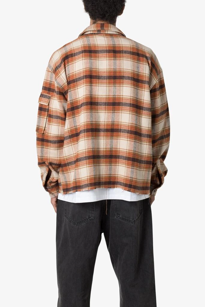 Asymmetrical Pocket Flannel Shirt - Brown 商品