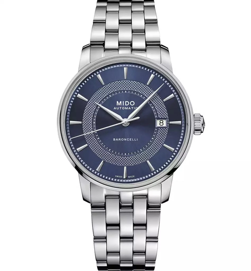商品MIDO|Men's Swiss Automatic Baroncelli Signature Stainless Steel Bracelet Watch 39mm,价格¥7571,第1张图片