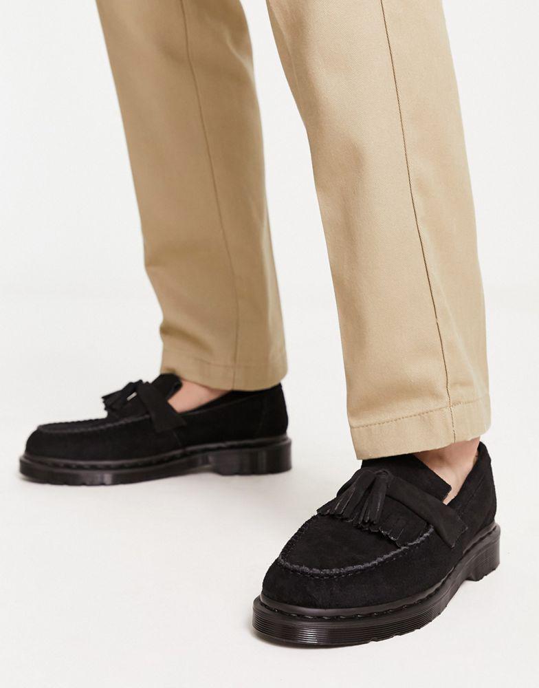 商品Dr. Martens|Dr Martens Adrian mono tassel loafers in black suede,价格¥1131,第1张图片