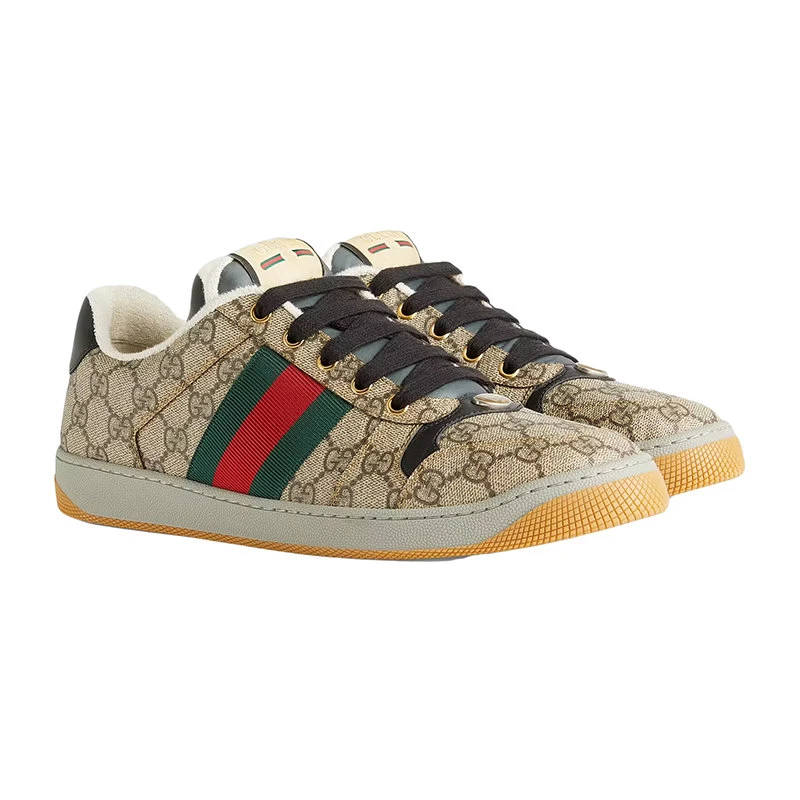 商品Gucci|【预售3-7天】GUCCI/古驰 Screener系列 男士米色和乌木色GG Supreme帆布运动鞋67453096GE09766,价格¥7305,第4张图片详细描述