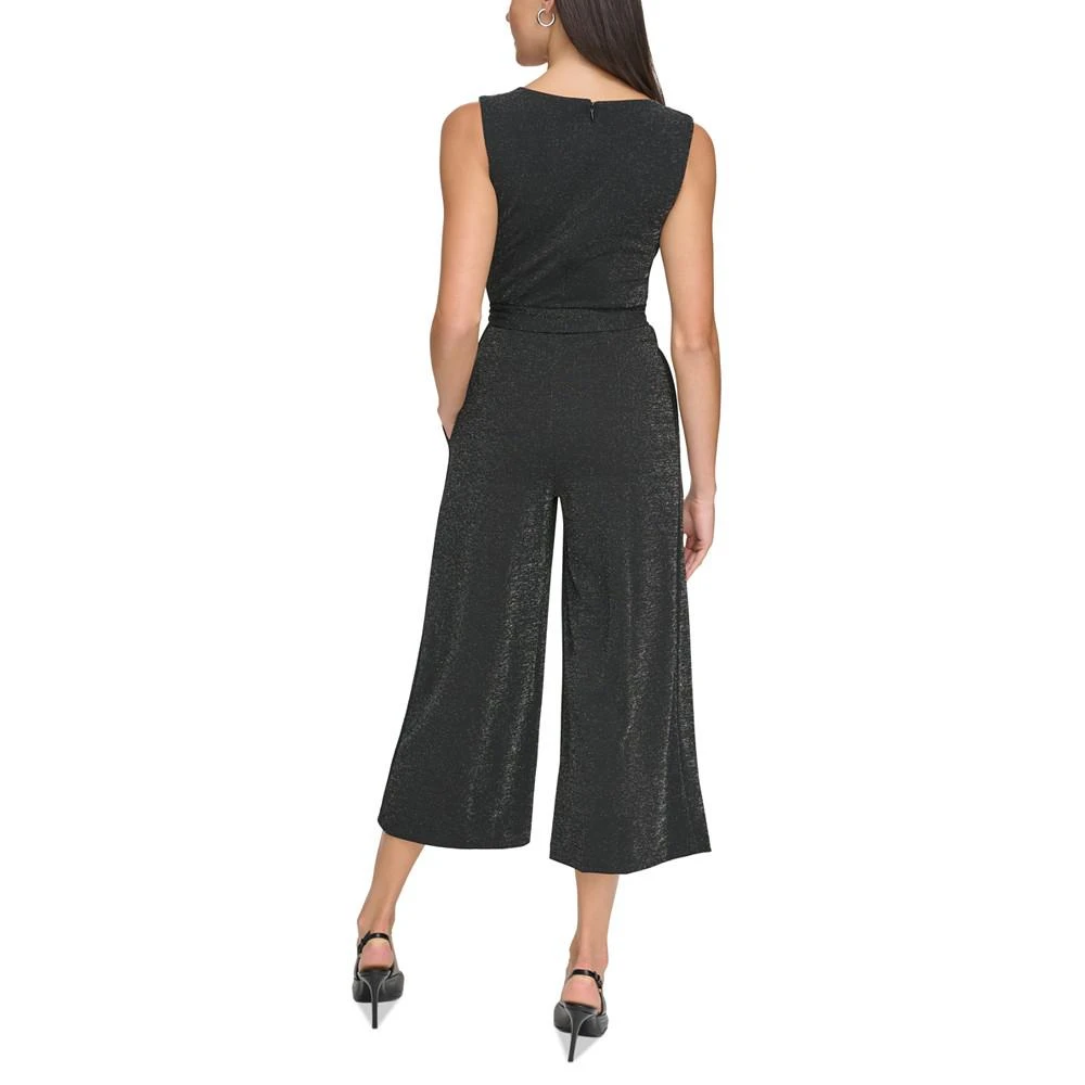 商品Calvin Klein|Women's Shimmer Tie-Waist Cropped Jumpsuit,价格¥953,第2张图片详细描述