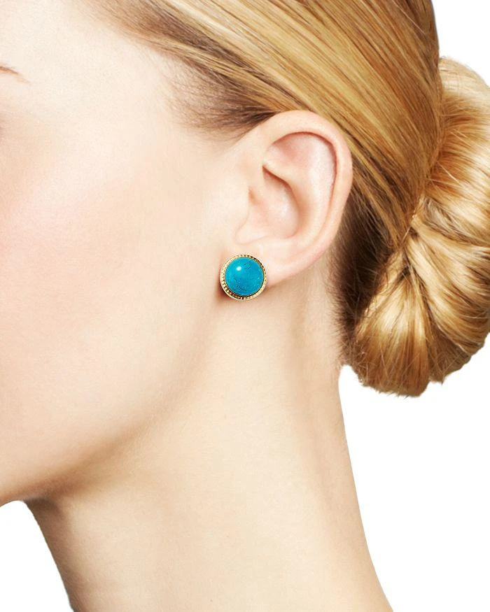 商品Bloomingdale's|Turquoise Bezel Set Stud Earrings in 14K Yellow Gold,价格¥4111,第2张图片详细描述