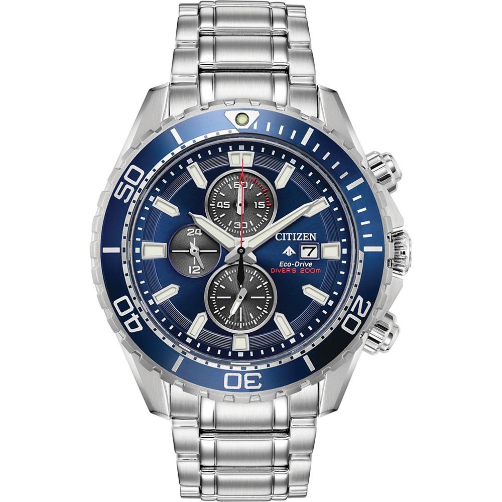 Eco-Drive Men's Chronograph Promaster Diver Stainless Steel Bracelet Watch 46mm商品第1张图片规格展示