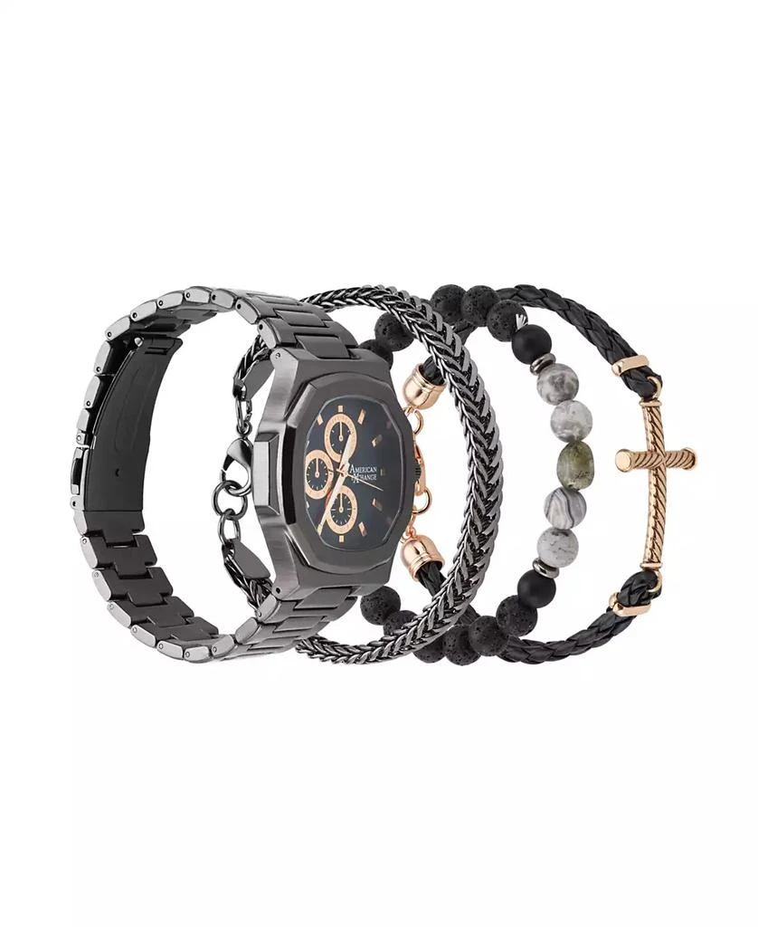 商品American Exchange|Men's Matte Black Metal Alloy Bracelet Watch 52mm Gift Set,价格¥205,第2张图片详细描述