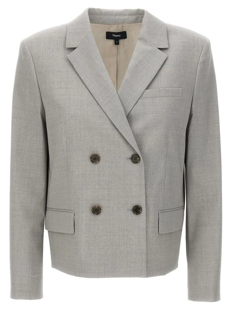 商品Theory|Theory Double-Breasted Cropped Tailored Blazer,价格¥2787,第1张图片