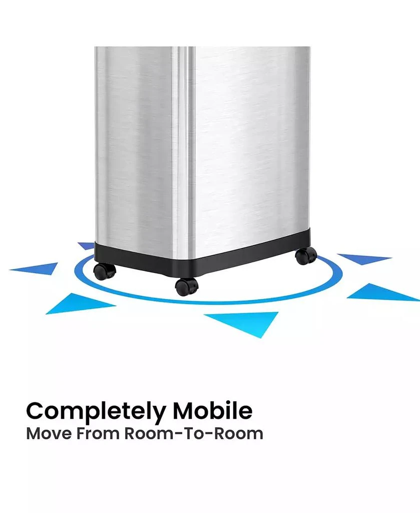商品iTouchless|Stainless Steel Dual Push Door Trash Can with AbsorbX Odor Filter and Wheels, Silver,价格¥1481,第3张图片详细描述