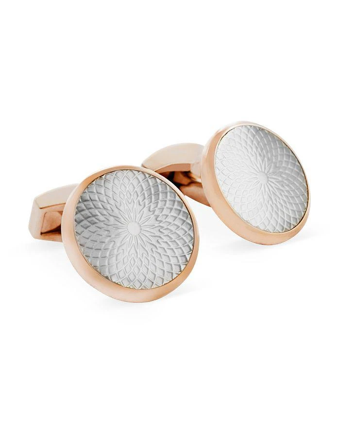 商品Tateossian|Rose Gold Mother of Pearl Etched Circle Cufflinks,价格¥2012,第1张图片