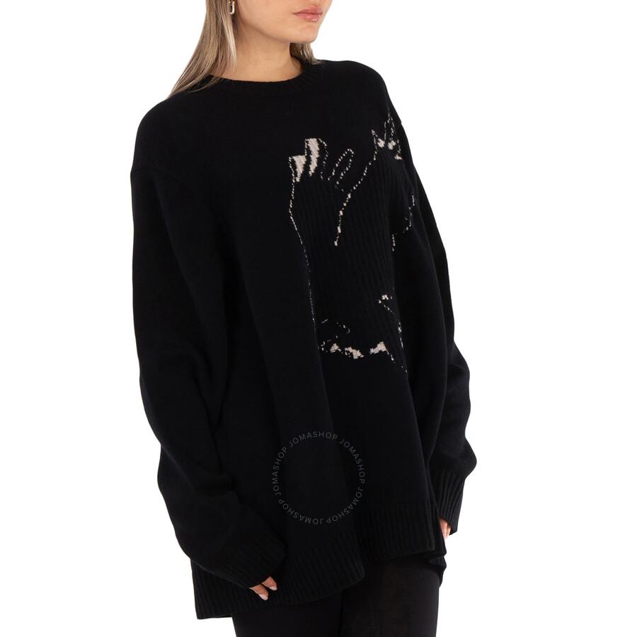 限定特価3.2→2.8万　COMOLI BLACK ECRU 3 Shop Ys Black Wool Crow Motif Long-Sleeved Pullover on Sale