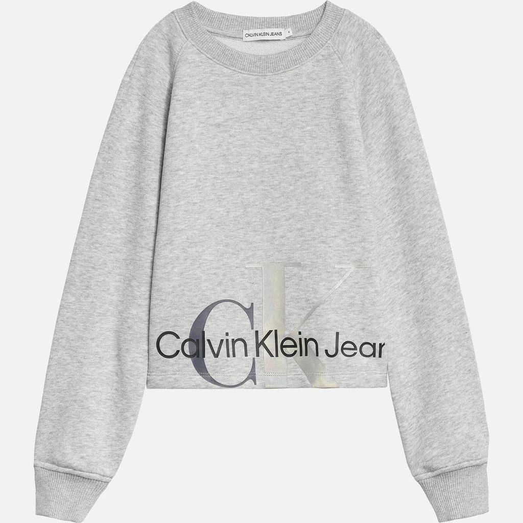 商品Calvin Klein|Calvin Klein Girls' Mixed Monogram Cutoff Sweatshirt - Light Grey Heather,价格¥126,第1张图片