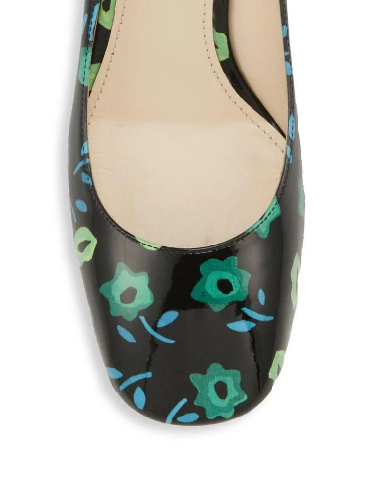 商品Prada|Flower-Print Patent Leather Block Heel Pumps,价格¥2248,第3张图片详细描述