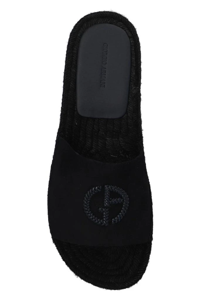 商品Giorgio Armani|Giorgio Armani Logo Embroidered Round Toe Slides,价格¥2799,第4张图片详细描述