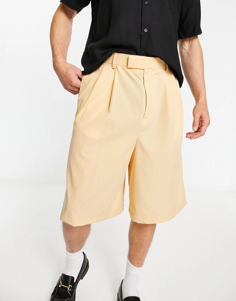 商品ASOS|ASOS DESIGN smart bermuda shorts in paper touch peach,价格¥133,第3张图片详细描述