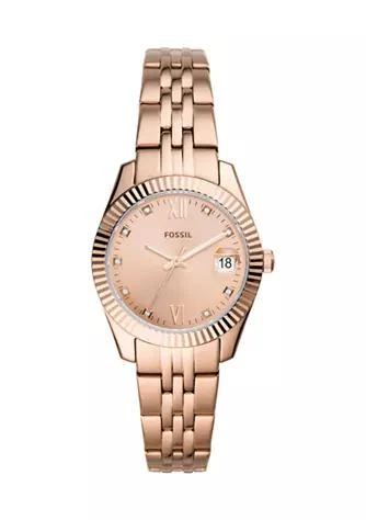 商品Fossil|Scarlette Mini Three Hand Date Rose Gold Tone Stainless Steel Watch,价格¥1051,第1张图片