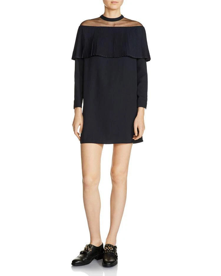 商品Maje|Remia Pleated-Overlay 连衣裙,价格¥1203,第1张图片