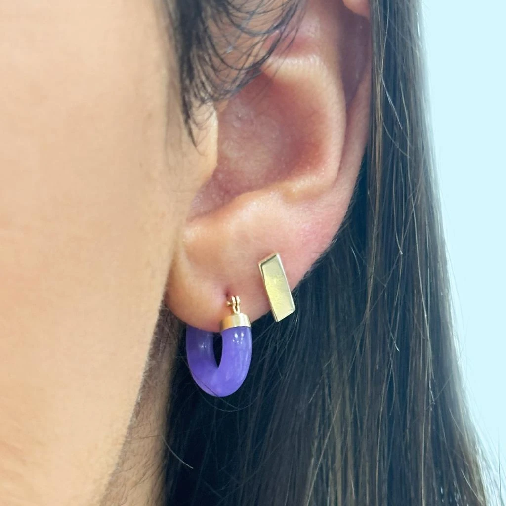 商品The Lovery|Lavender Jade Hoop Earrings 15 millimeters,价格¥1889,第2张图片详细描述