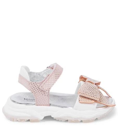 商品MONNALISA|Bow-embellished leather sandals,价格¥1613,第4张图片详细描述