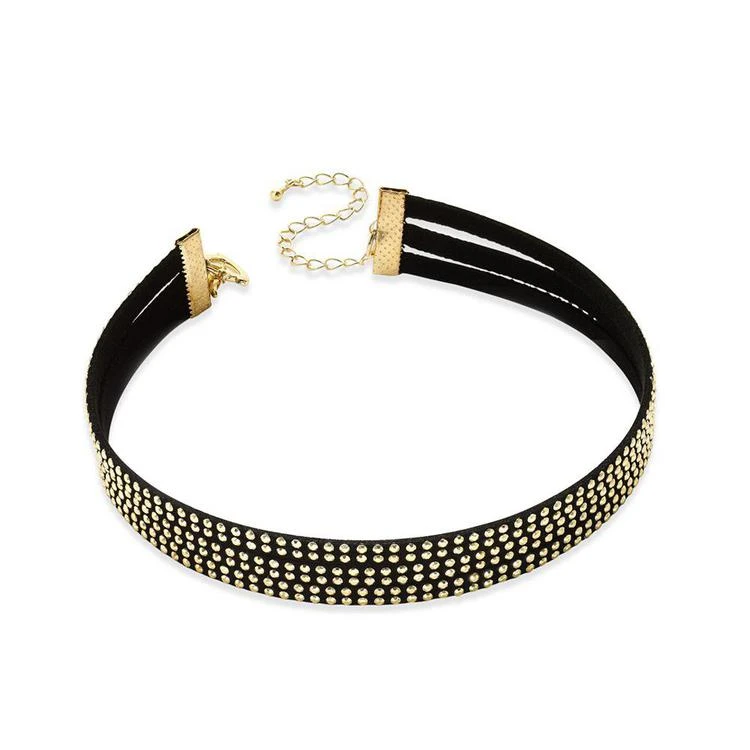 商品Thalia Sodi|Gold-Tone Yellow Pavé Black Faux Suede Triple-Row Choker Necklace, Created for Macy's,价格¥125,第1张图片