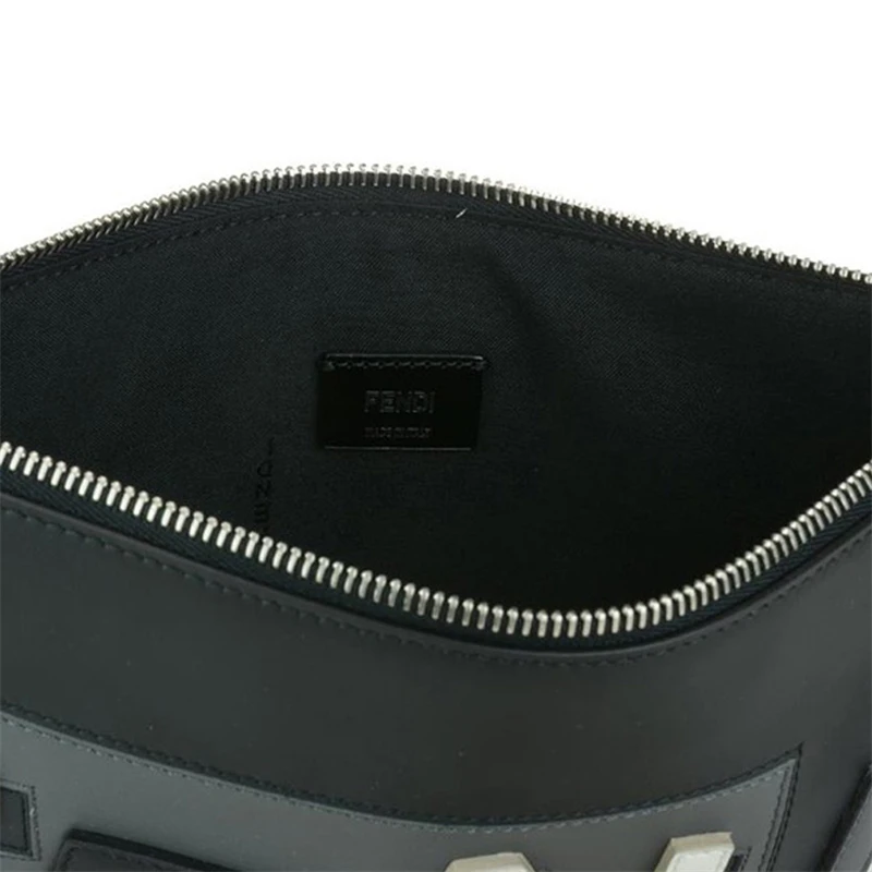 Fendi 芬迪 男士黑灰色白色皮革手拿包 7N0078-A0YU-F0P7D 商品