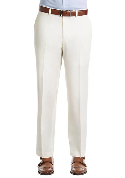 商品Ralph Lauren|Ralph Lauren Solid Off White Twill Wool Straight Suit Separate Pants,价格¥520,第1张图片