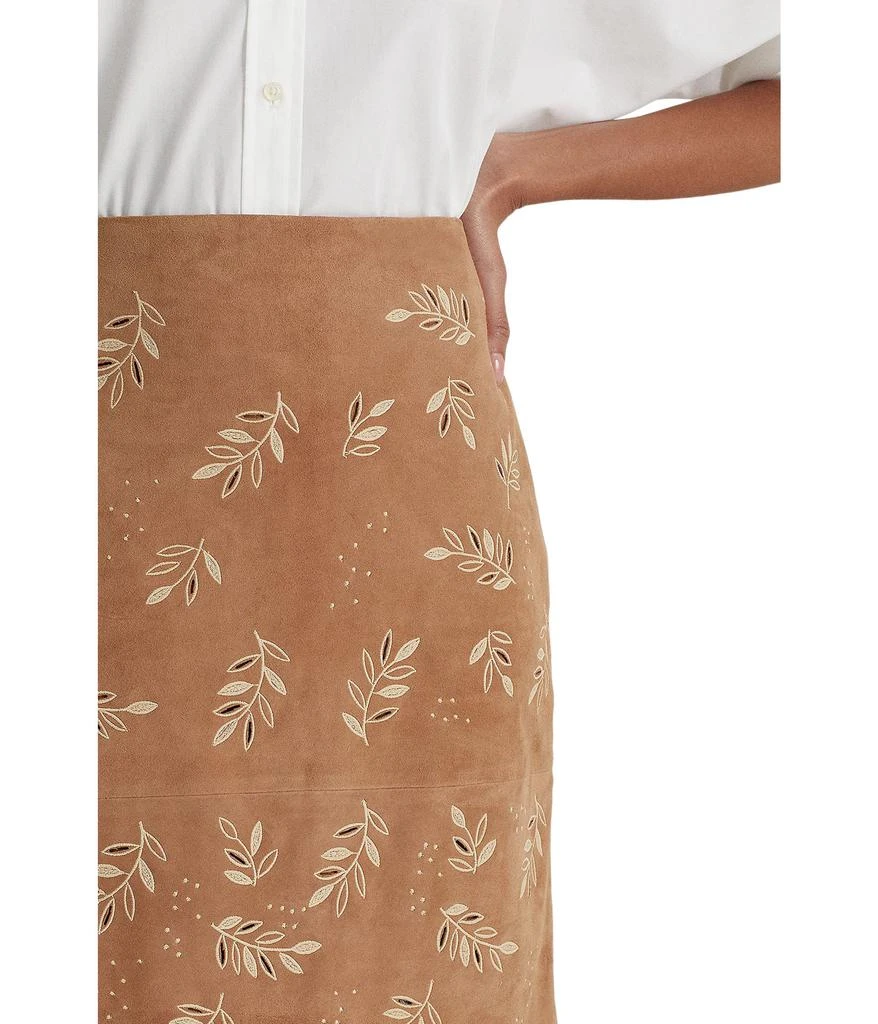 商品Ralph Lauren|Embroidered Suede Pencil Skirt,价格¥3630,第3张图片详细描述