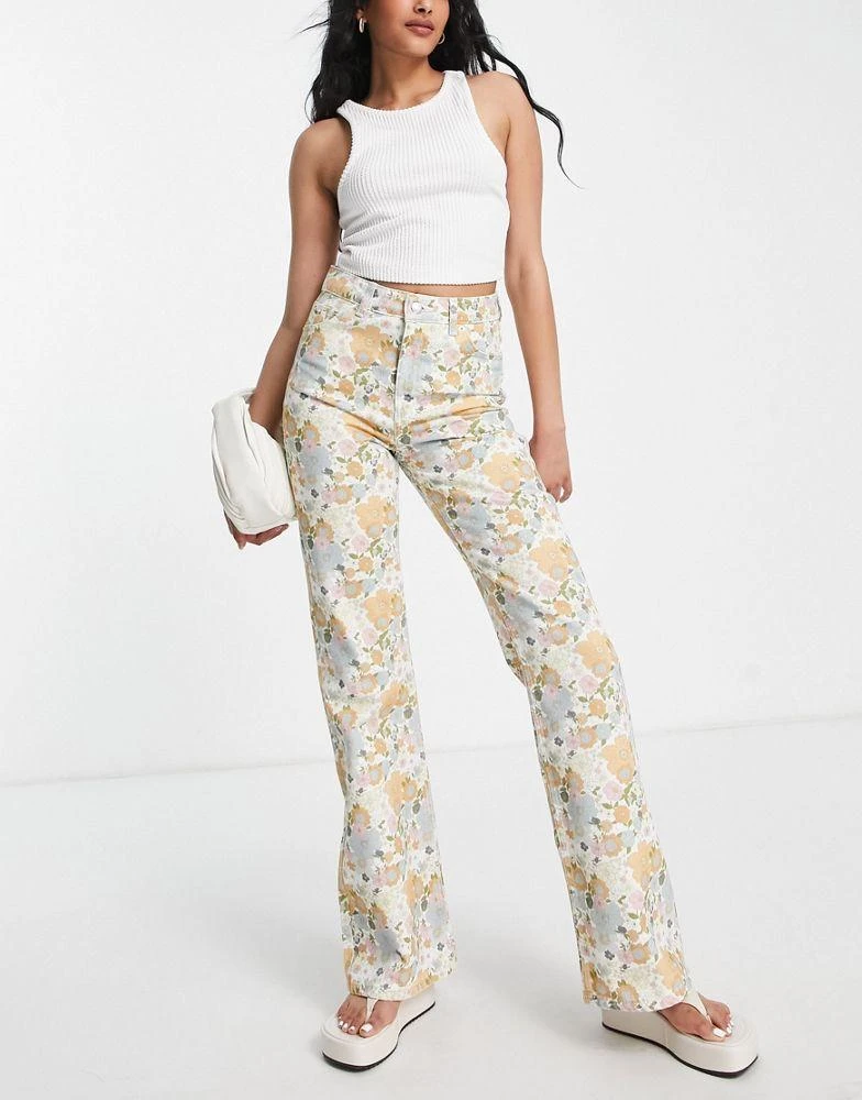 商品Topshop|Topshop retro floral pattern 90s flare in multi,价格¥202,第4张图片详细描述