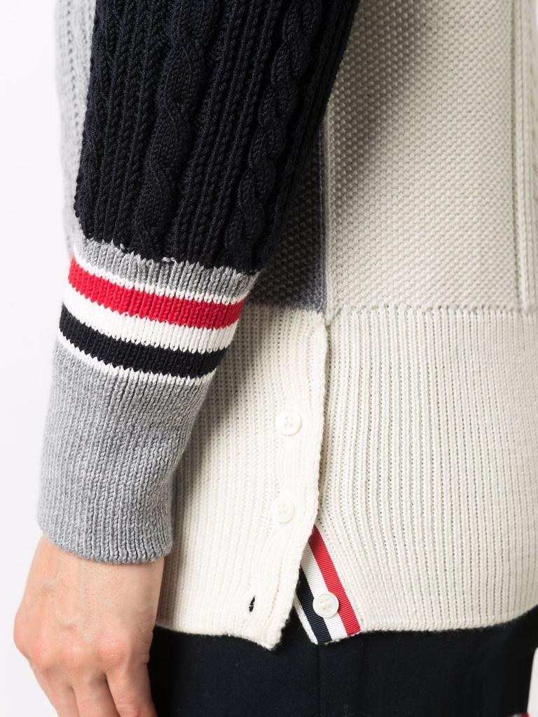 THOM BROWNE WOMEN FUNMIX PULLOVER W/ RWB STRIPE IN IRISH CABLE STITCH SUSTAINABLE MERINO WOOL商品第5张图片规格展示