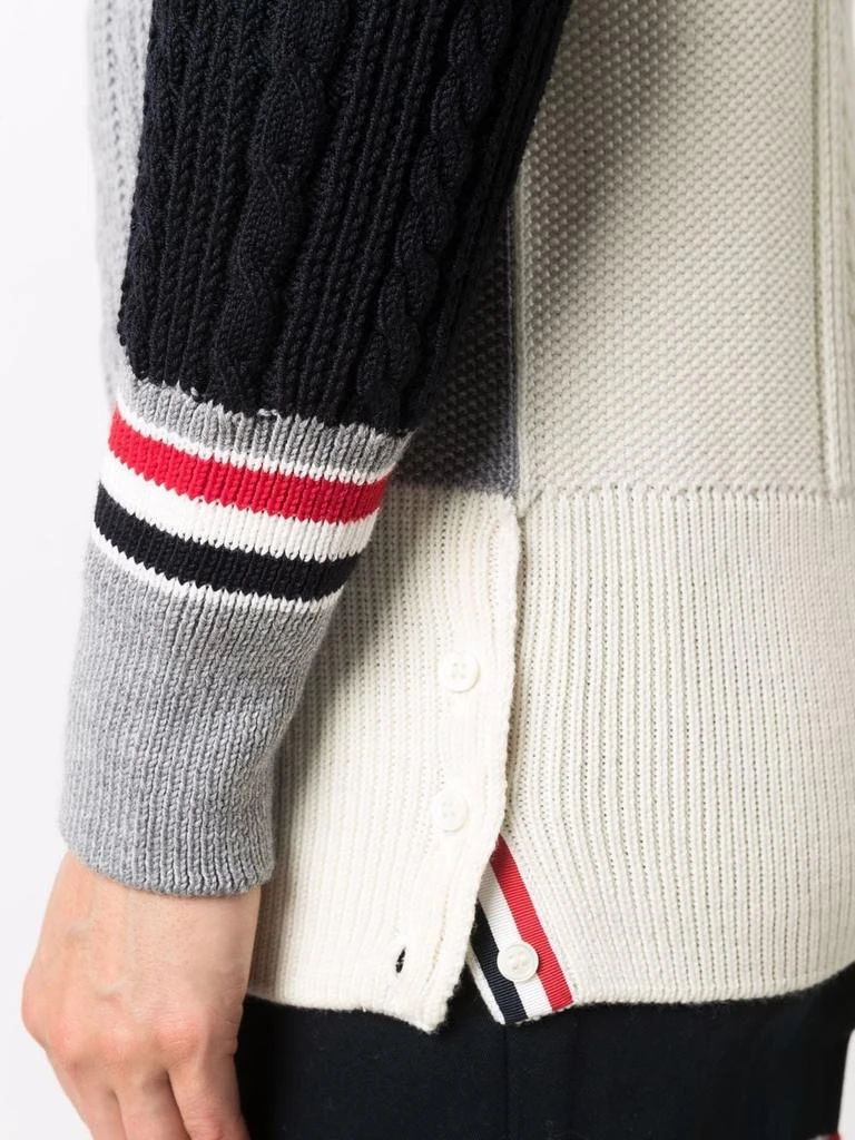 商品Thom Browne|THOM BROWNE WOMEN FUNMIX PULLOVER W/ RWB STRIPE IN IRISH CABLE STITCH SUSTAINABLE MERINO WOOL,价格¥2693,第4张图片详细描述