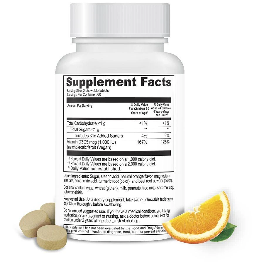 商品VitaWorks|Kids Vitamin D3 1000 IU - Immune Support Chewables Orange,价格¥125,第3张图片详细描述