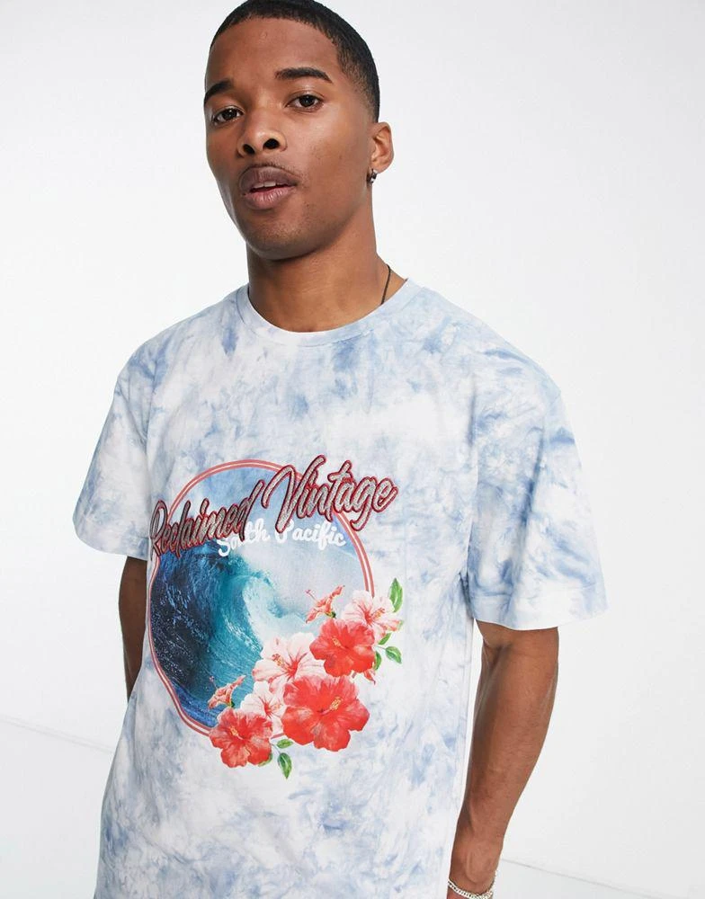 商品Reclaimed Vintage|Reclaimed Vintage inspired tie dye t-shirt with embroidered hibiscus logo,价格¥124,第3张图片详细描述