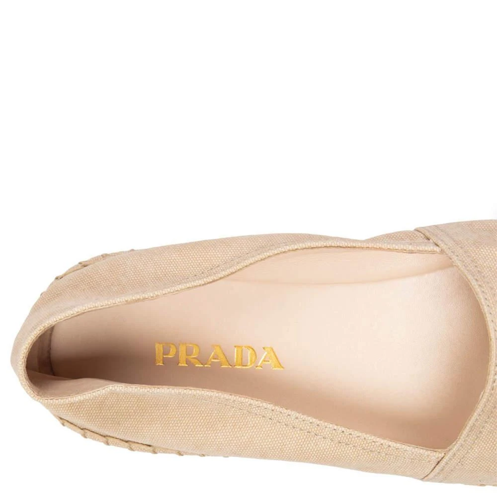 Prada Light Beige Canvas Logo Embroidered Espadrilles EU 40 商品