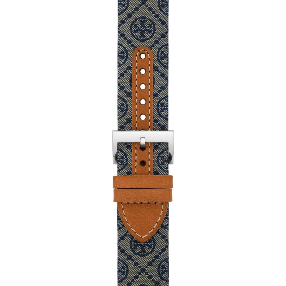 商品Tory Burch|T Monogram Interchangeable Blue Fabric & Luggage Leather Band For Apple Watch® 38mm/40mm,价格¥1023,第5张图片详细描述