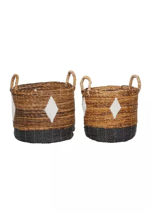 商品Monroe Lane|Contemporary Banana Leaf Storage Basket - Set of 2,价格¥2606,第1张图片