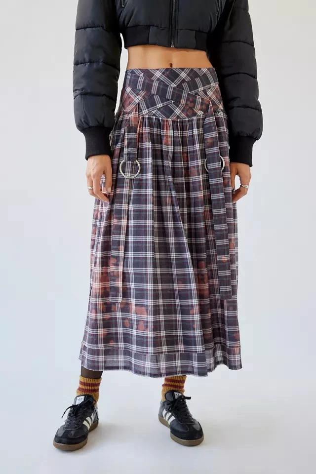 商品Urban Outfitters|UO Rachel Bleached Plaid Midi Skirt,价格¥824,第5张图片详细描述