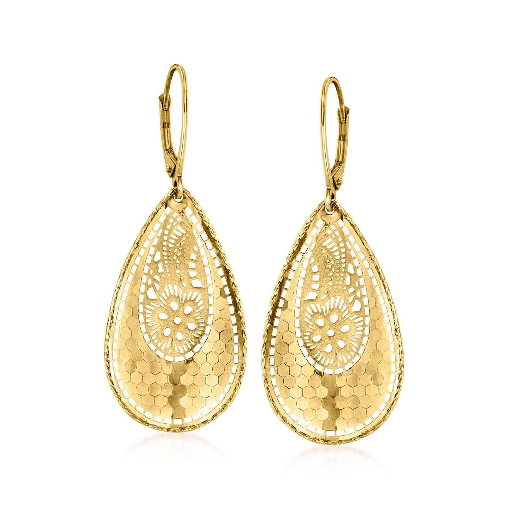 商品Ross-Simons|Italian 14kt Yellow Gold Floral Teardrop Earrings,价格¥2934,第1张图片