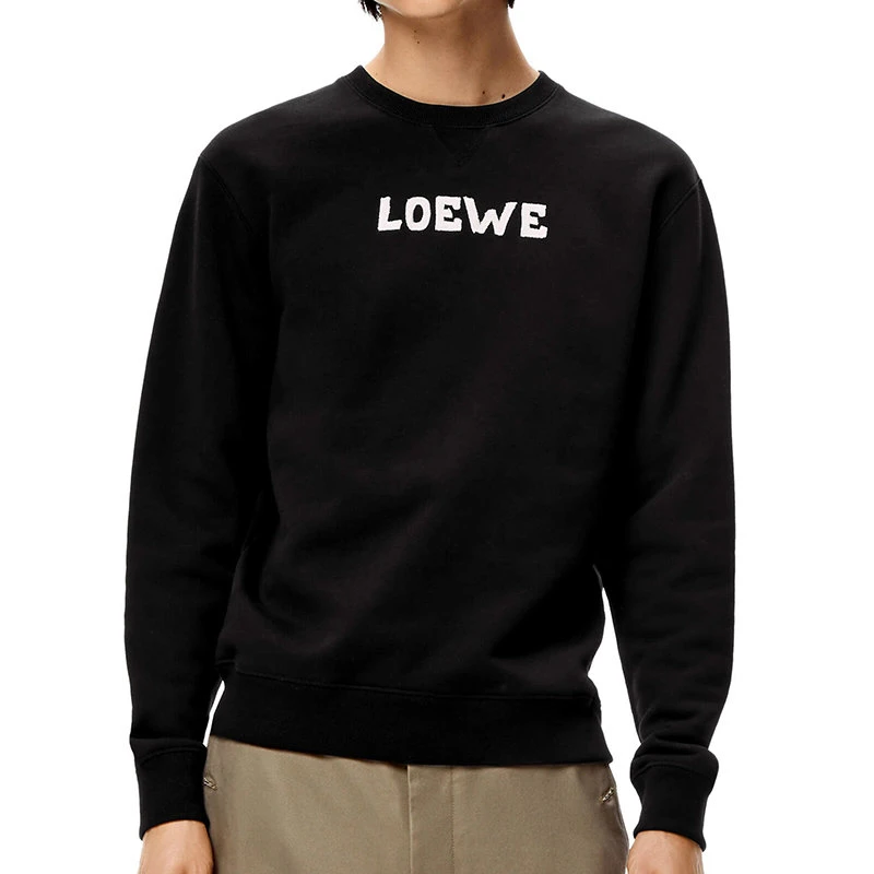 商品Loewe|【预售3-7天】LOEWE/罗意威 22年早春新款 男士黑色棉质抓绒Logo刺绣卫衣H526Y24J18-1100,价格¥4315,第1张图片