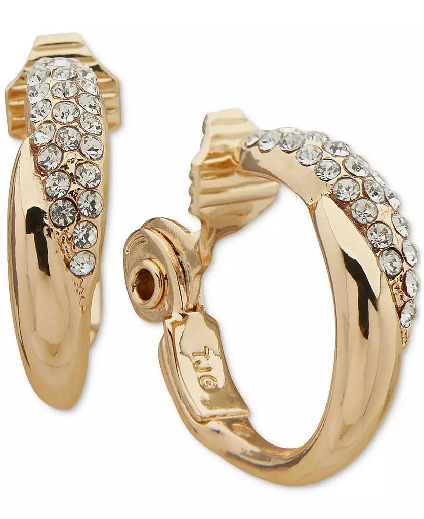 商品Anne Klein|Gold-Tone Small Pavé Clip-On Hoop Earrings, 0.7",价格¥70,第1张图片