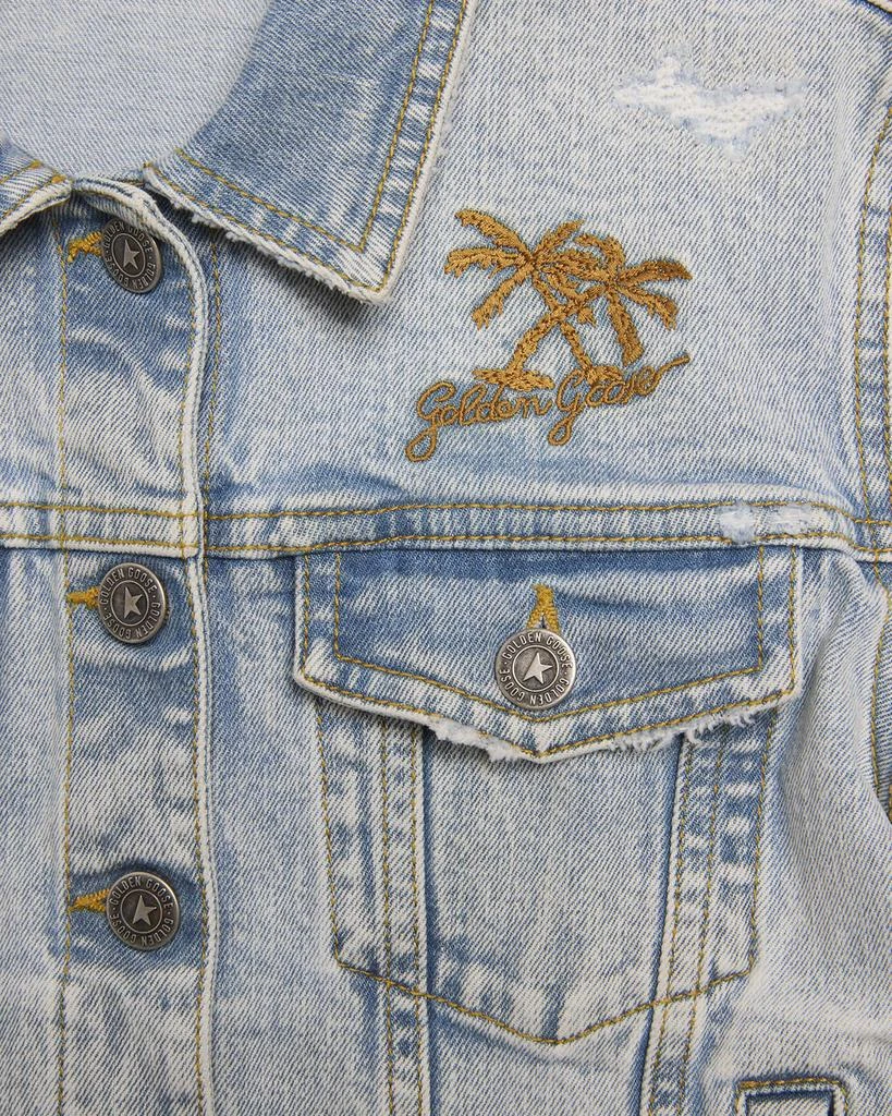 商品Golden Goose|Kid's Journey Bleached Denim Jacket with Embroidery, Size 4-12,价格¥2500,第3张图片详细描述