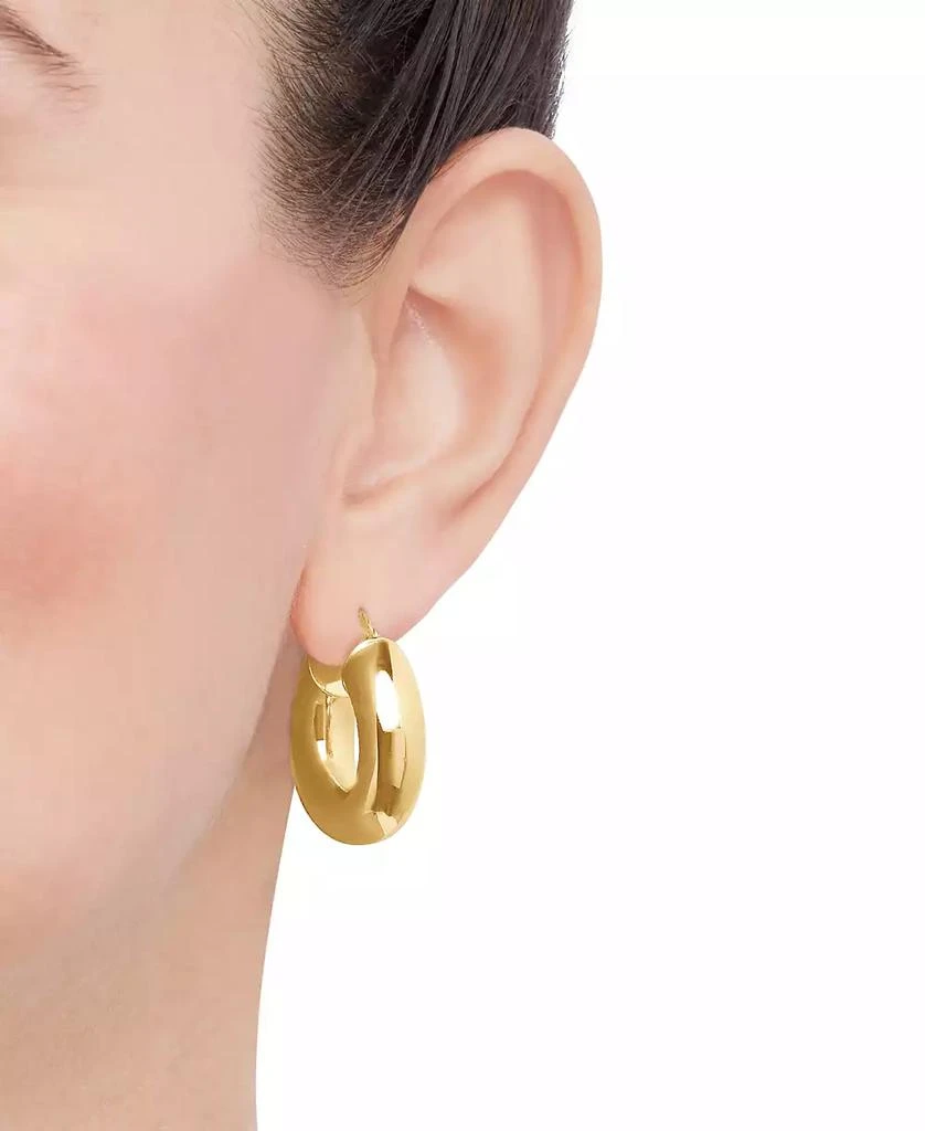 商品Italian Silver|Polished Tube Hoop Small Huggie Hoop Earrings in 18k Gold-Plated Sterling Silver, 1",价格¥1283,第2张图片详细描述