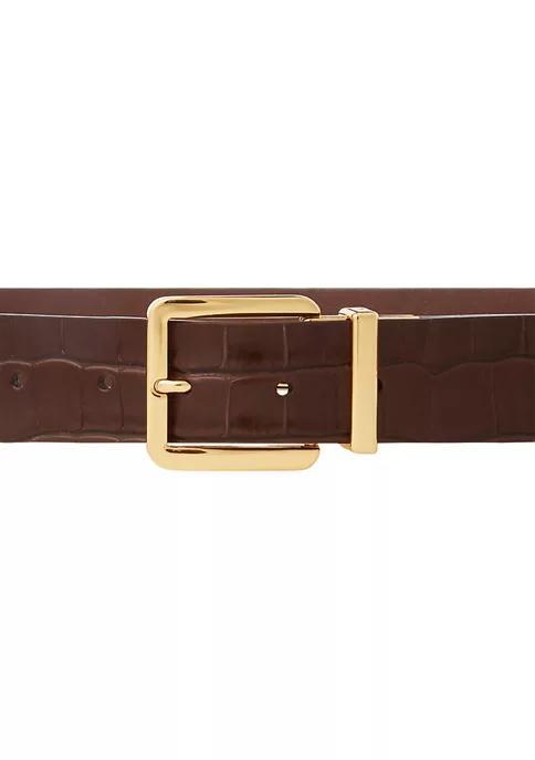 商品Ralph Lauren|Reversible Embossed Leather Wide Belt,价格¥515,第5张图片详细描述