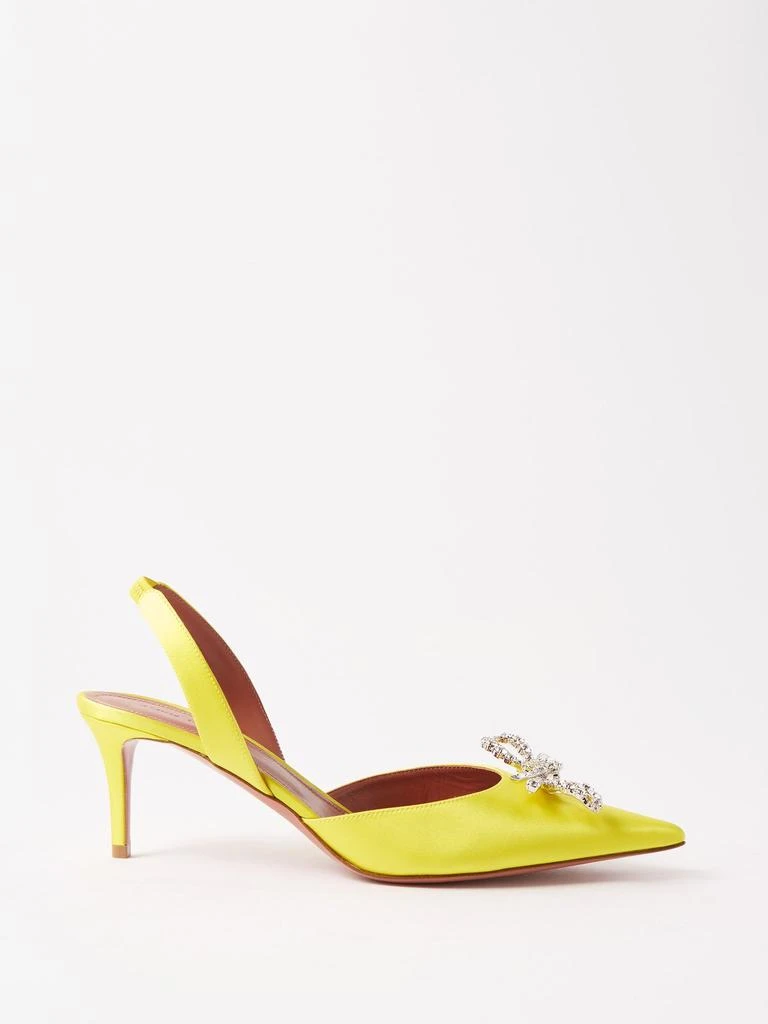 商品Amina Muaddi|Rosie 60 crystal-bow satin slingback pumps,价格¥4031,第1张图片