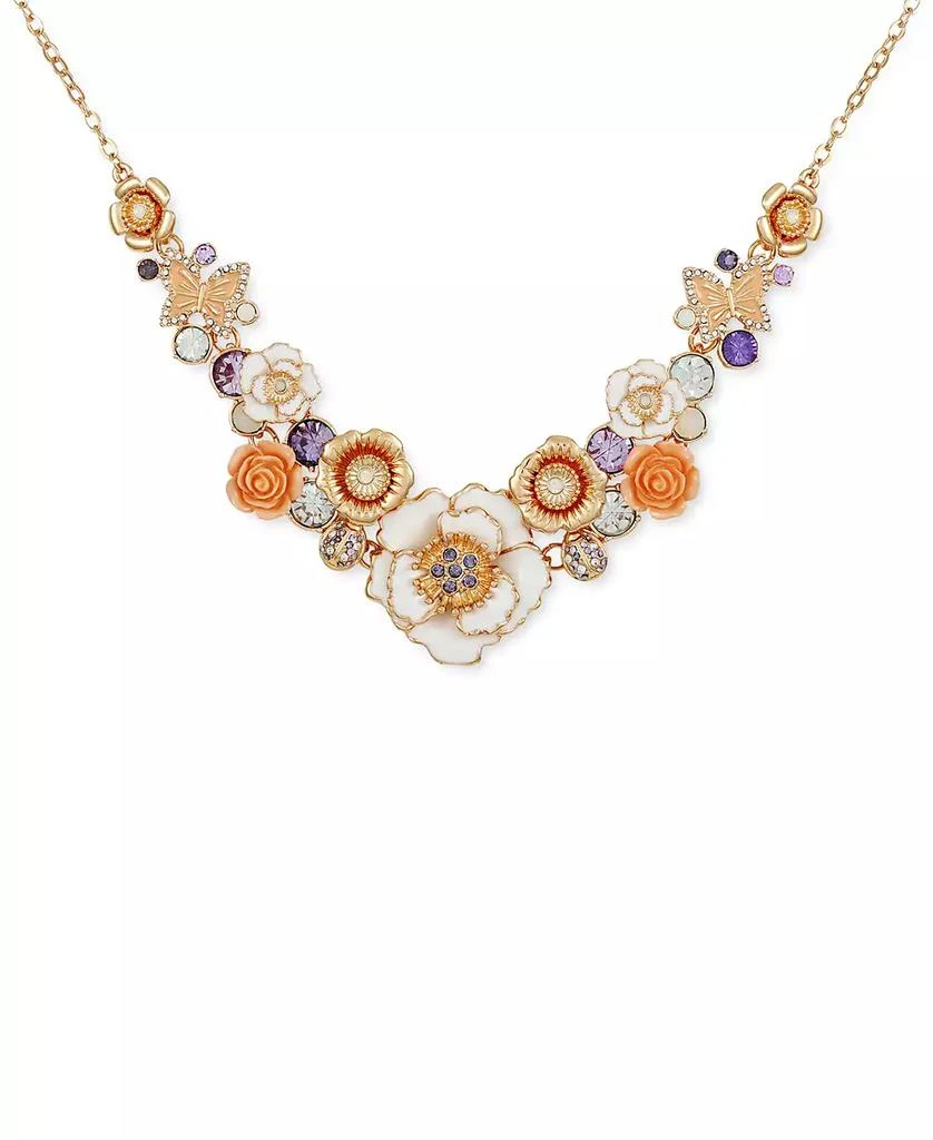 商品GUESS|Gold-Tone Mixed Color Stone Flower Statement Necklace, 16" + 2" extender,价格¥205,第1张图片