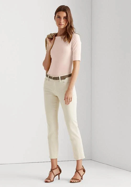商品Ralph Lauren|Ralph Lauren Ribbed Cotton Boat Neck T Shirt,价格¥261,第3张图片详细描述