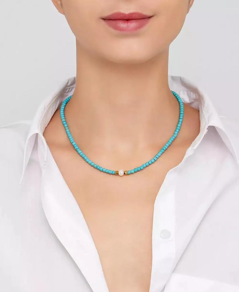 商品ADORNIA|17.5" Faux Turquoise Beaded Necklace with Imitation Pearl,价格¥207,第2张图片详细描述