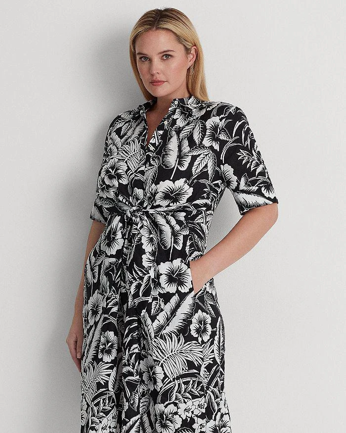 商品Ralph Lauren|Plus Linen Floral Signature Shirt Dress,价格¥681,第4张图片详细描述