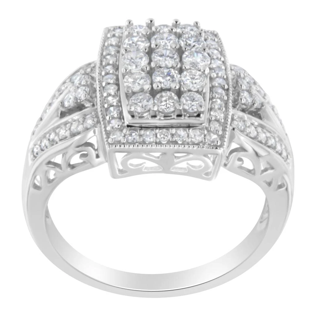 商品Haus of Brilliance|10K White Gold 1.0 Cttw Diamond Rectangular Cushion Shaped Cluster Halo Flared Band Cocktail Fashion Ring,价格¥12714,第3张图片详细描述