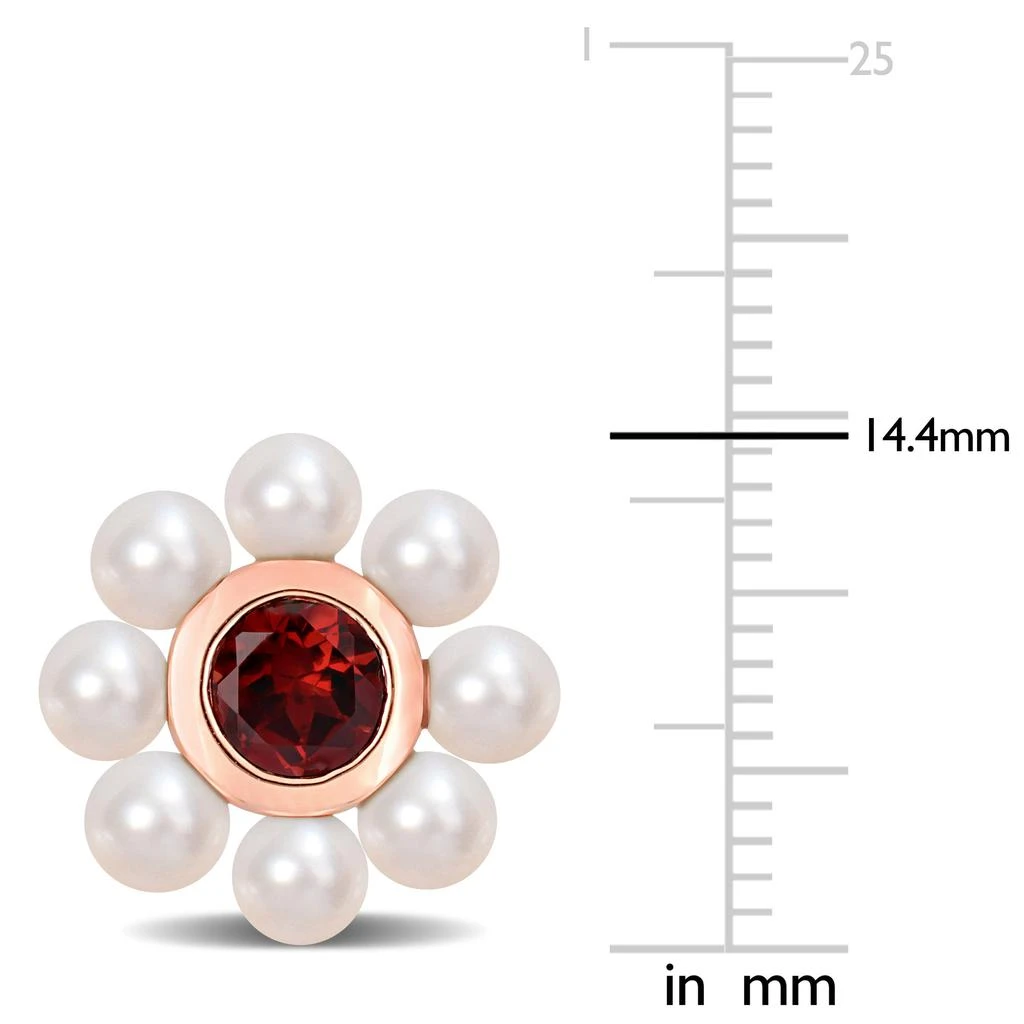 商品Mimi & Max|3.5-4mm Freshwater Cultured Pearl and 1 1/5 CT TGW Garnet Floral Stud Earrings in 10k Rose Gold,价格¥2296,第3张图片详细描述