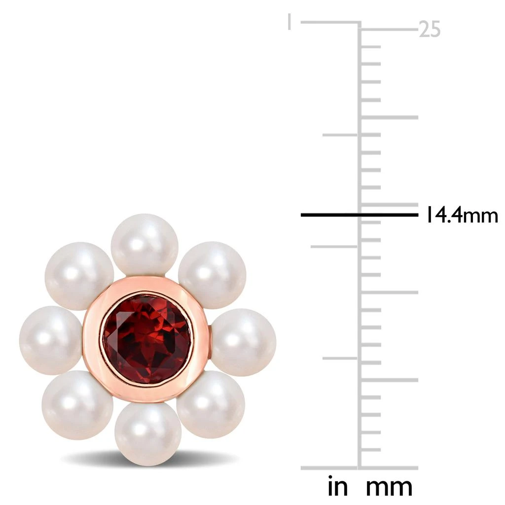 商品Mimi & Max|3.5-4mm Freshwater Cultured Pearl and 1 1/5 CT TGW Garnet Floral Stud Earrings in 10k Rose Gold,价格¥1959,第3张图片详细描述